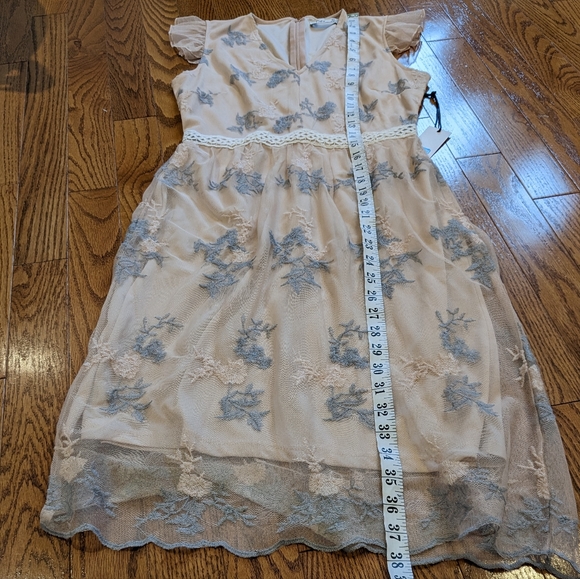 NWT Dex Light Peach chiffon Dress with pastel flowers size XS - Picture 6 of 11